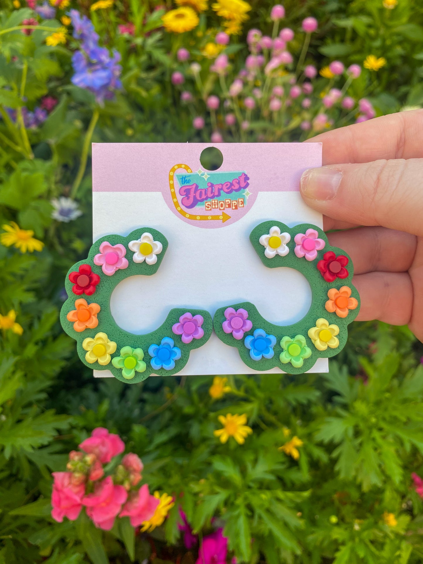 Rainbow Floral Hoops