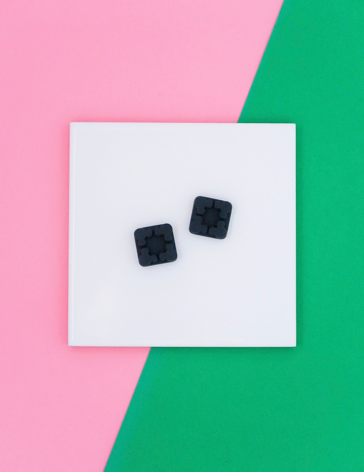 Hidden Mickey Square Stud Earrings