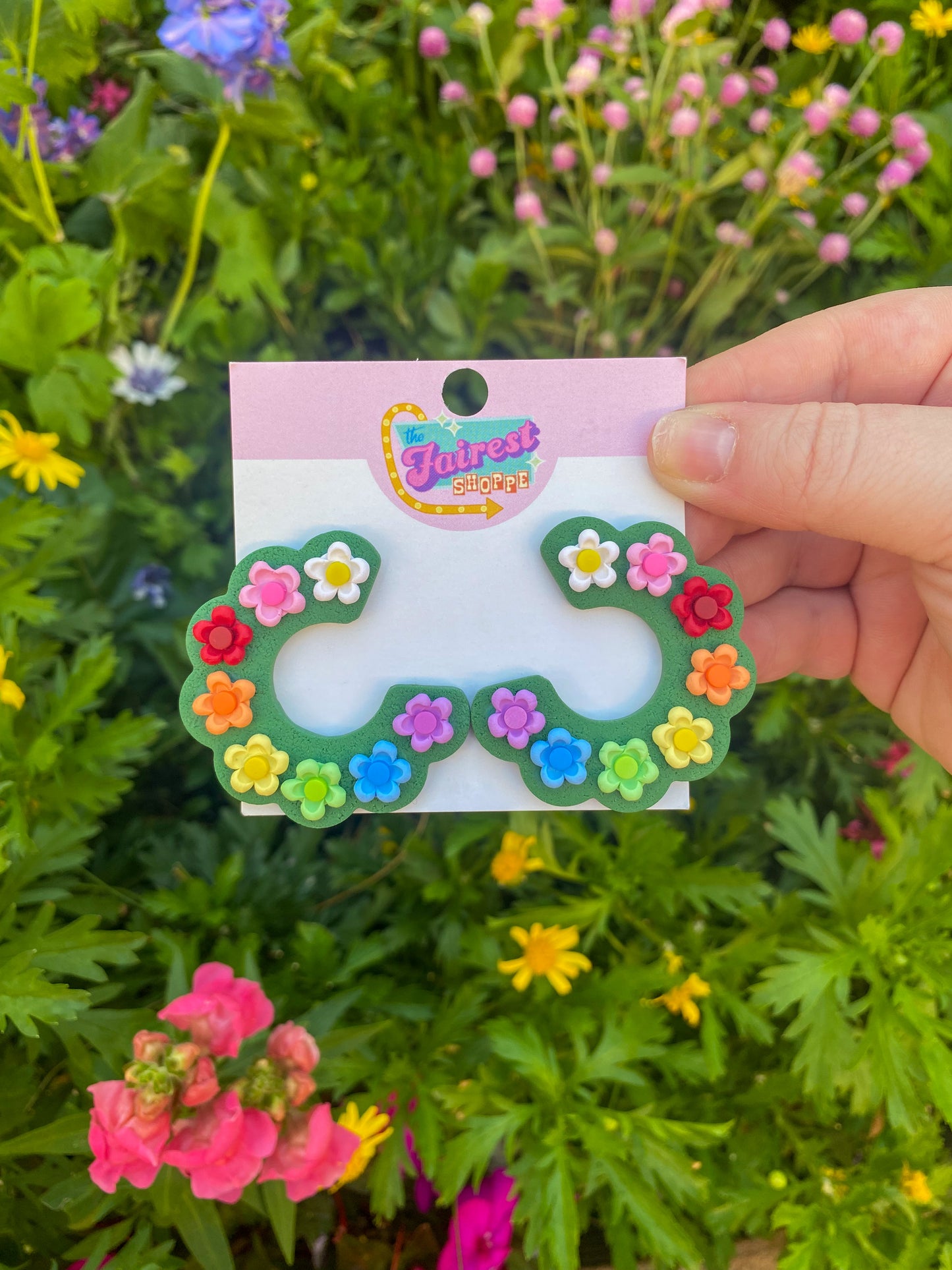 Rainbow Floral Hoops