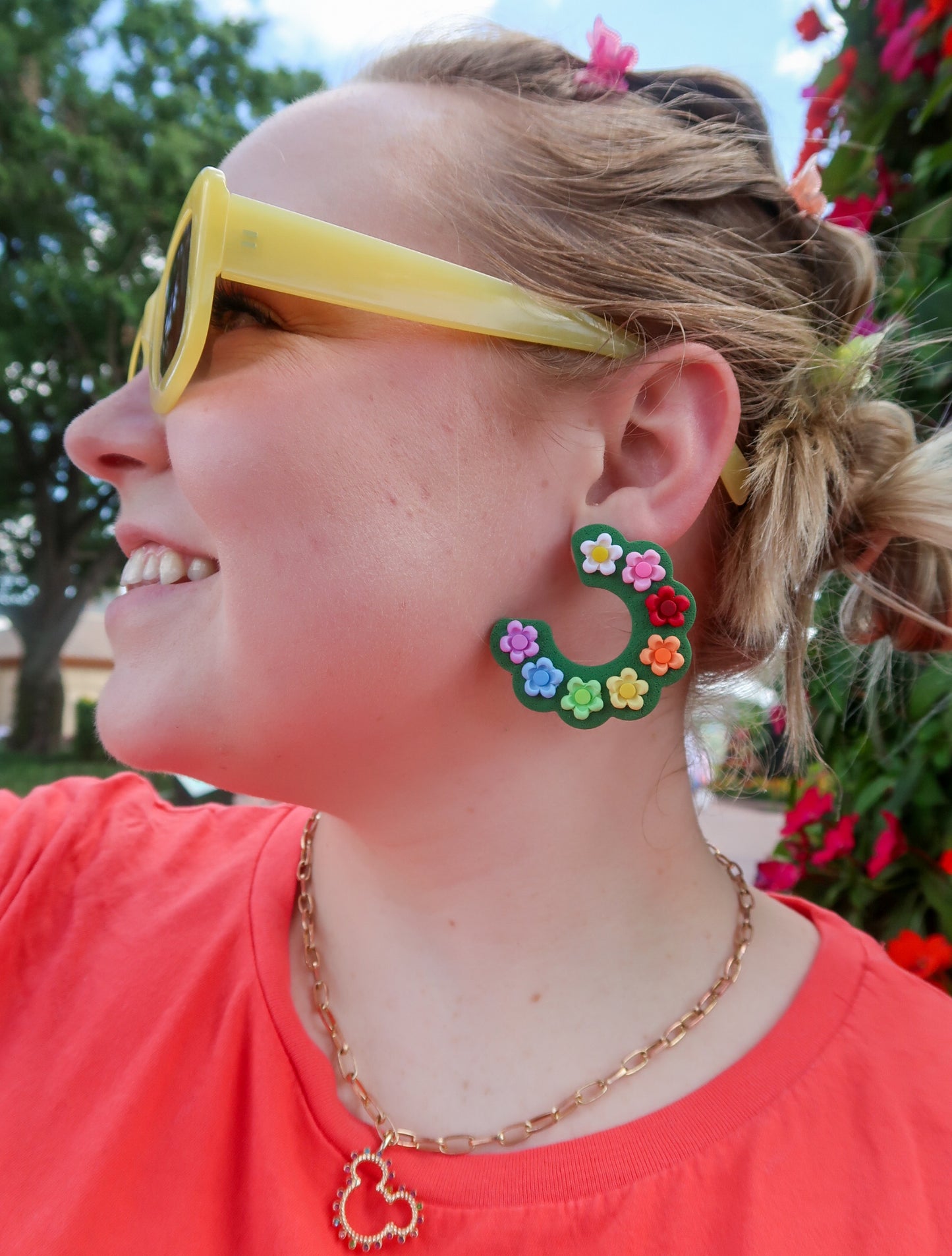 Rainbow Floral Hoops