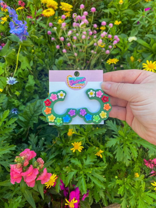 Rainbow Floral Hoops