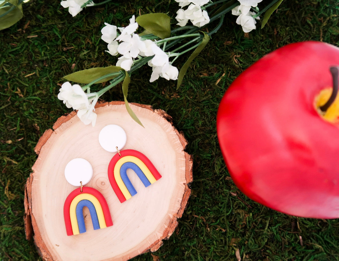 Snow White-Inspired Rainbow Earrings