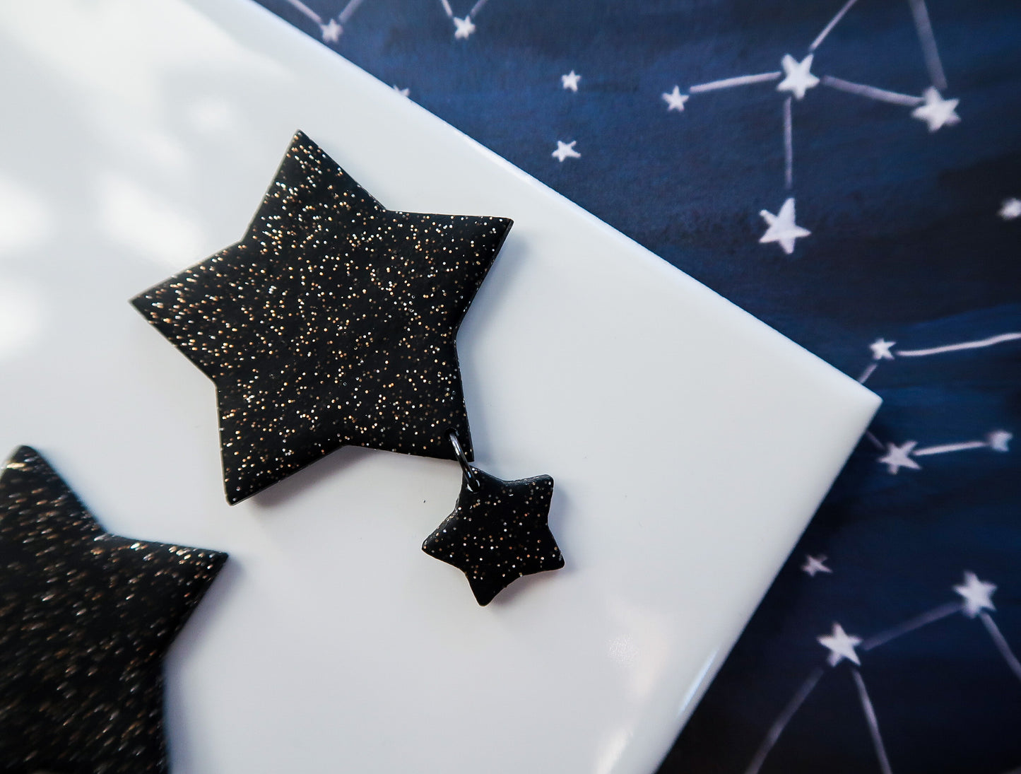 Black Second Star to the Right-Inspired Earrings